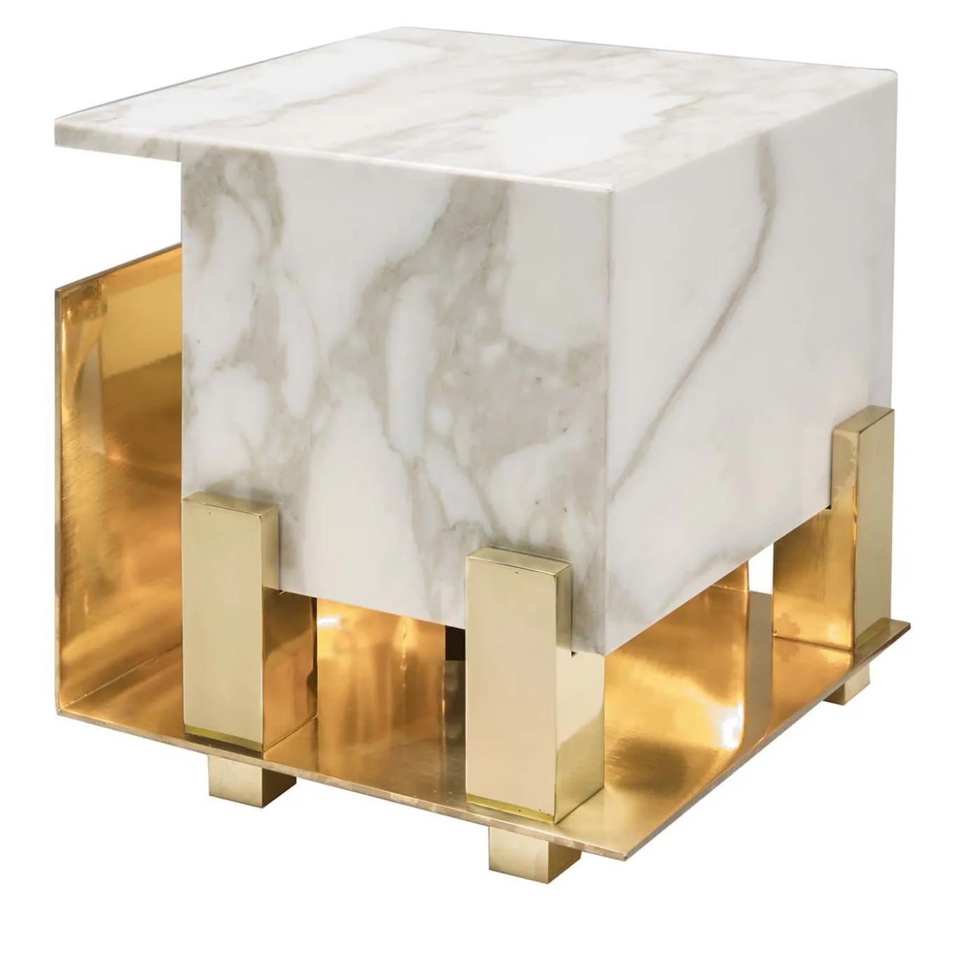 Cubo White Marble Small Table Lamp