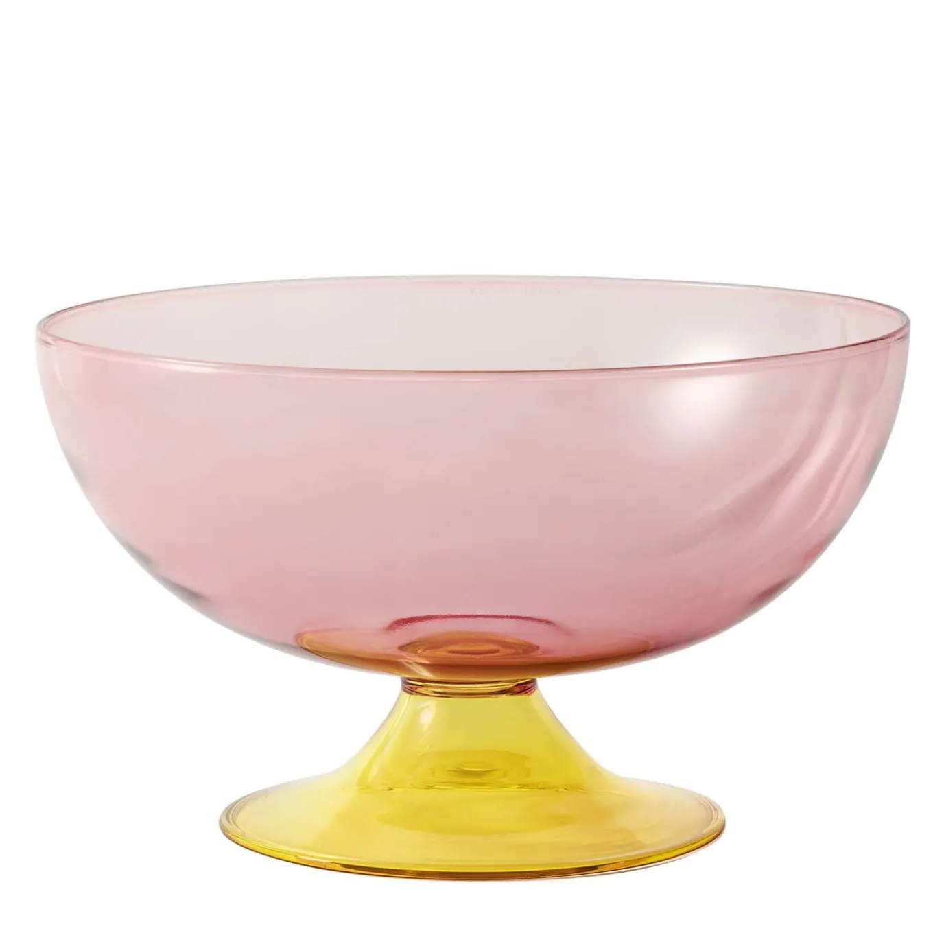 Cuppone Large Yellow and Pink Glass Goblet by Aldo Cibic