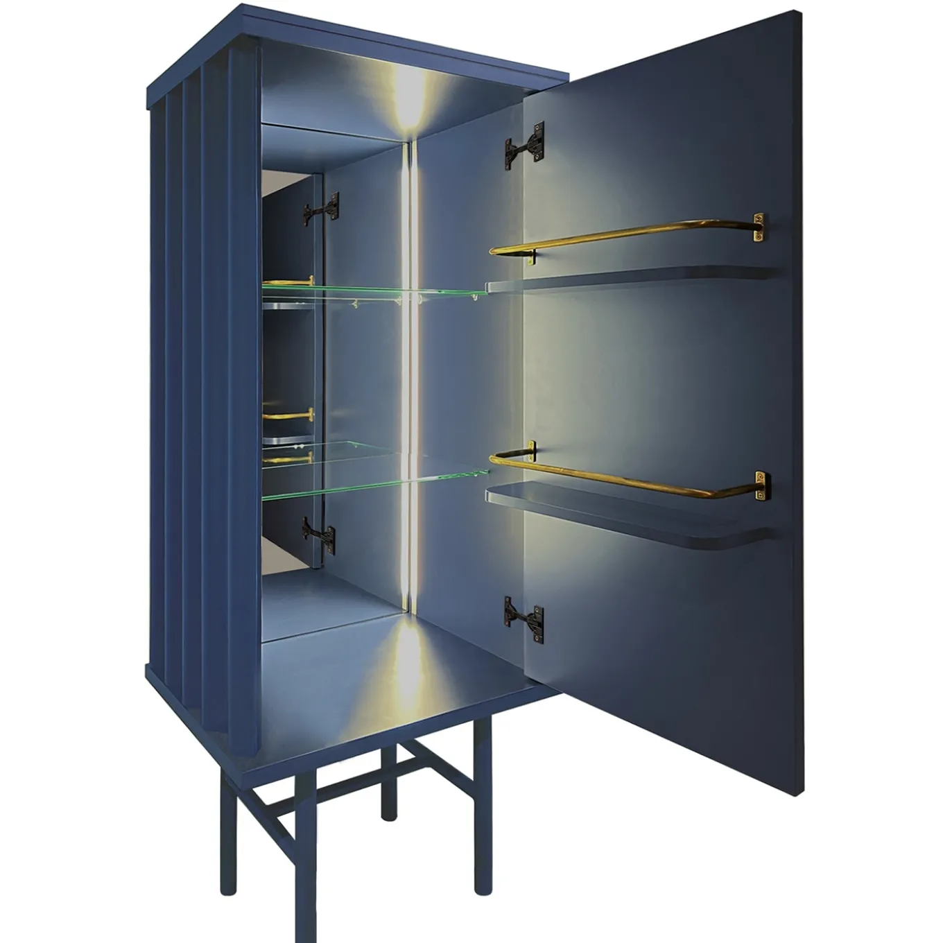 Curl Petrol Blue MDF Cabinet