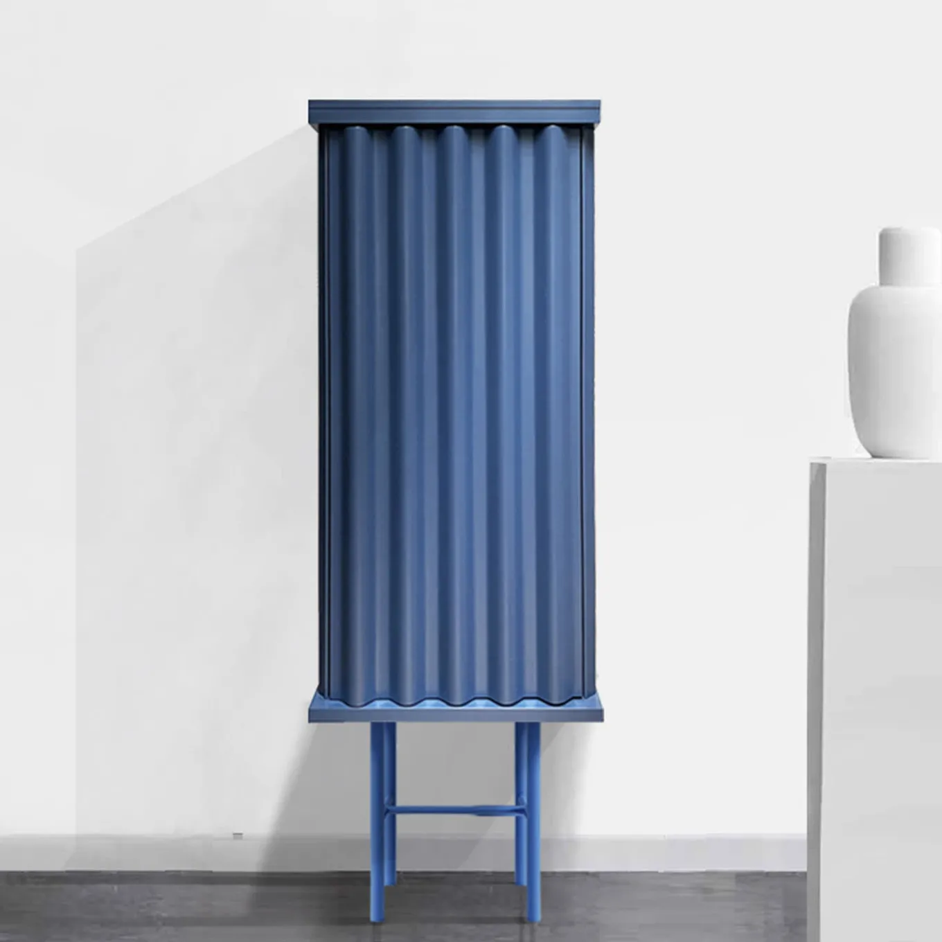 Curl Petrol Blue MDF Cabinet