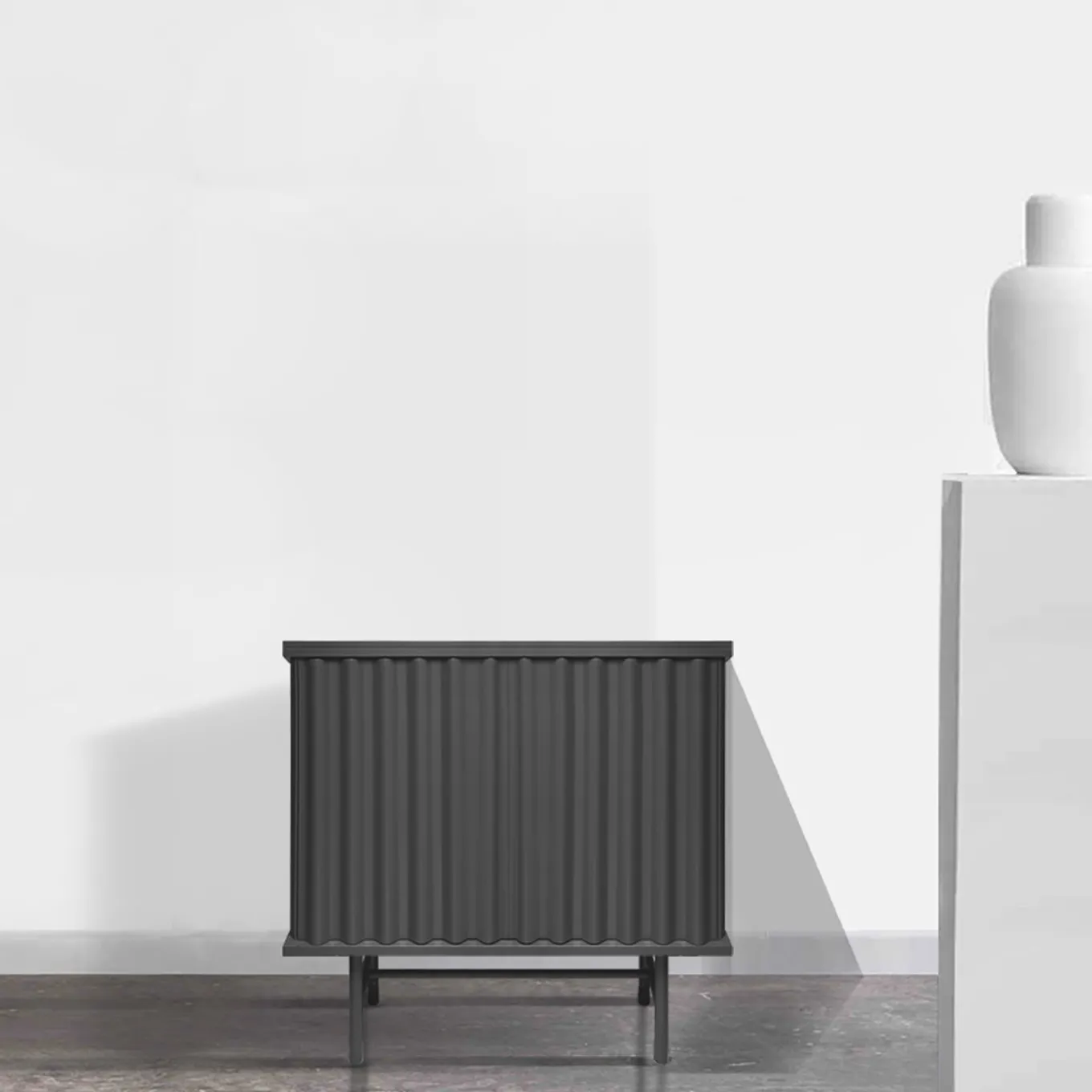 Curl Slate Gray 2-Door MDF Cabinet