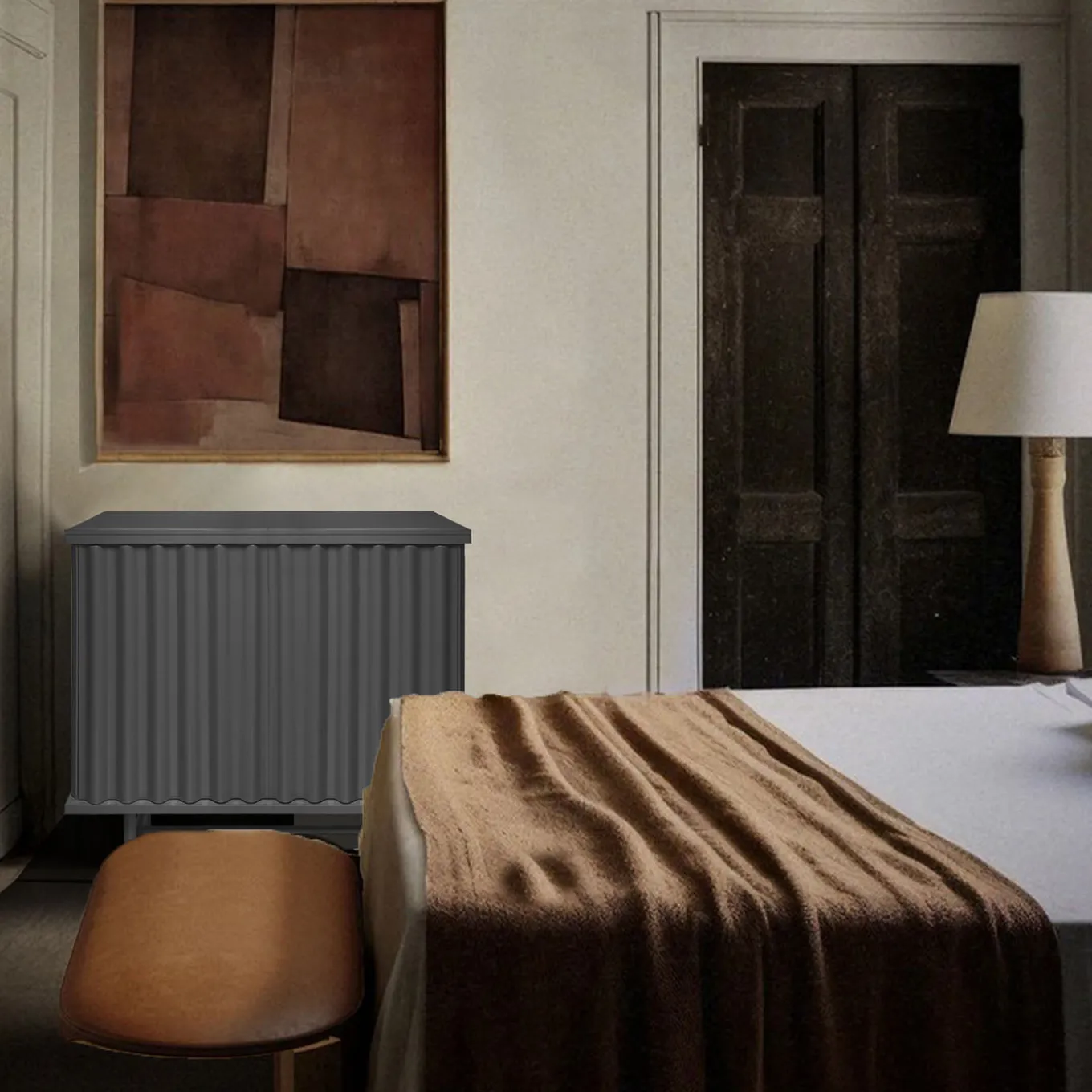 Curl Slate Gray 2-Door MDF Cabinet