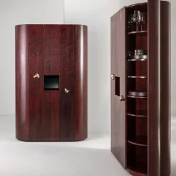 Curved-Sides Tall 4-Door Shellac Cabinet