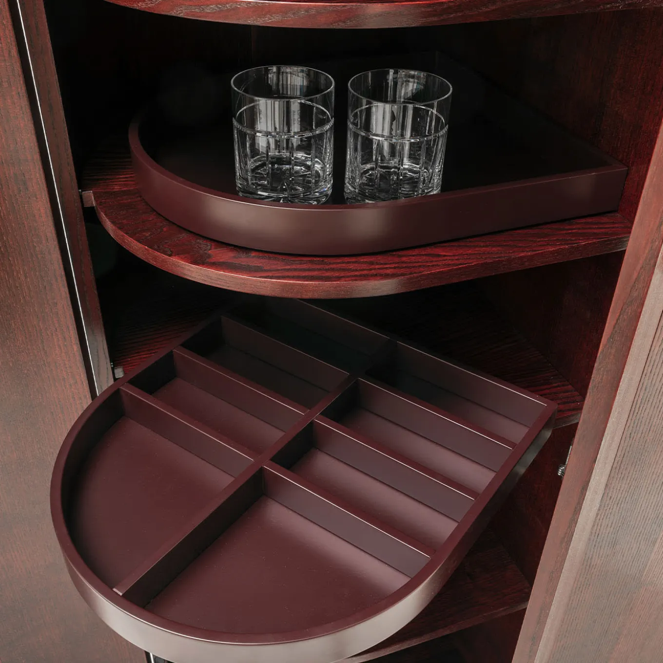 Curved-Sides Tall 4-Door Shellac Cabinet