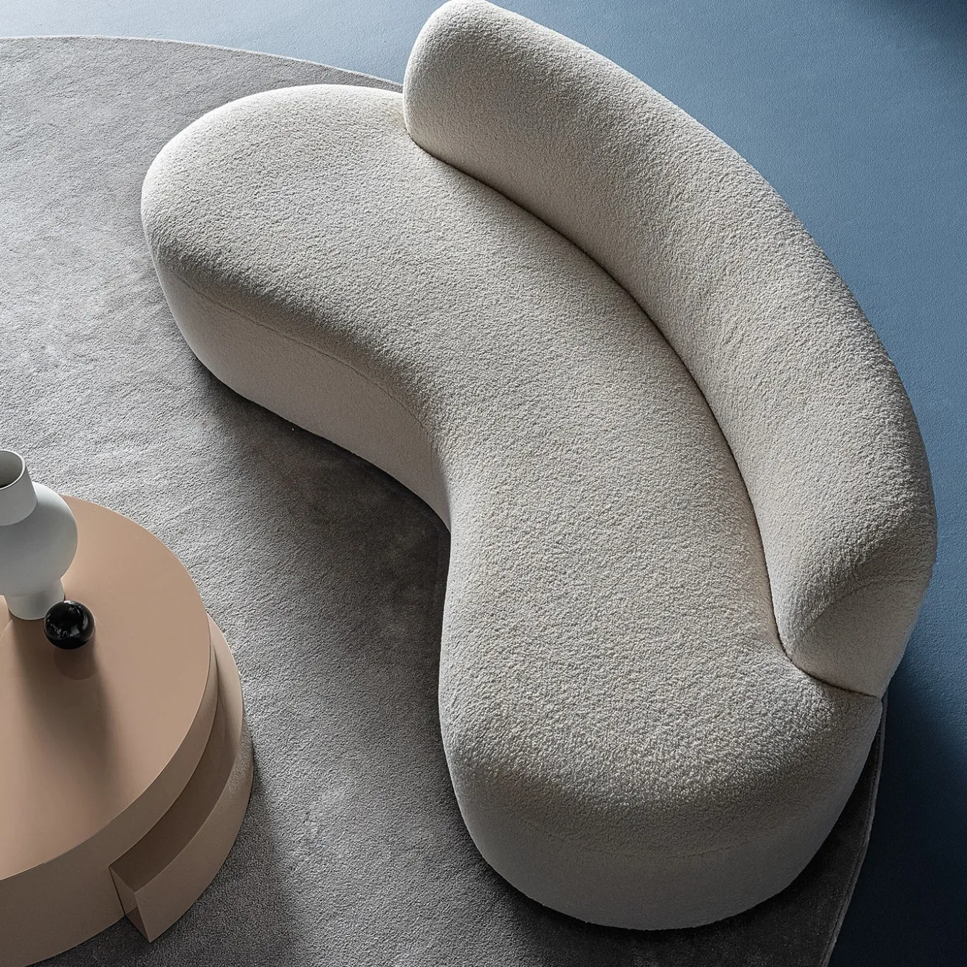 Curvy Mono White Fabric Sofa by Paola Navone