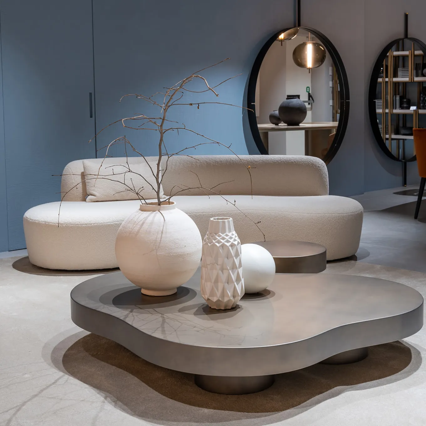 Curvy Mono White Fabric Sofa by Paola Navone