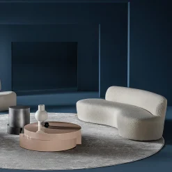 Curvy Mono White Fabric Sofa by Paola Navone