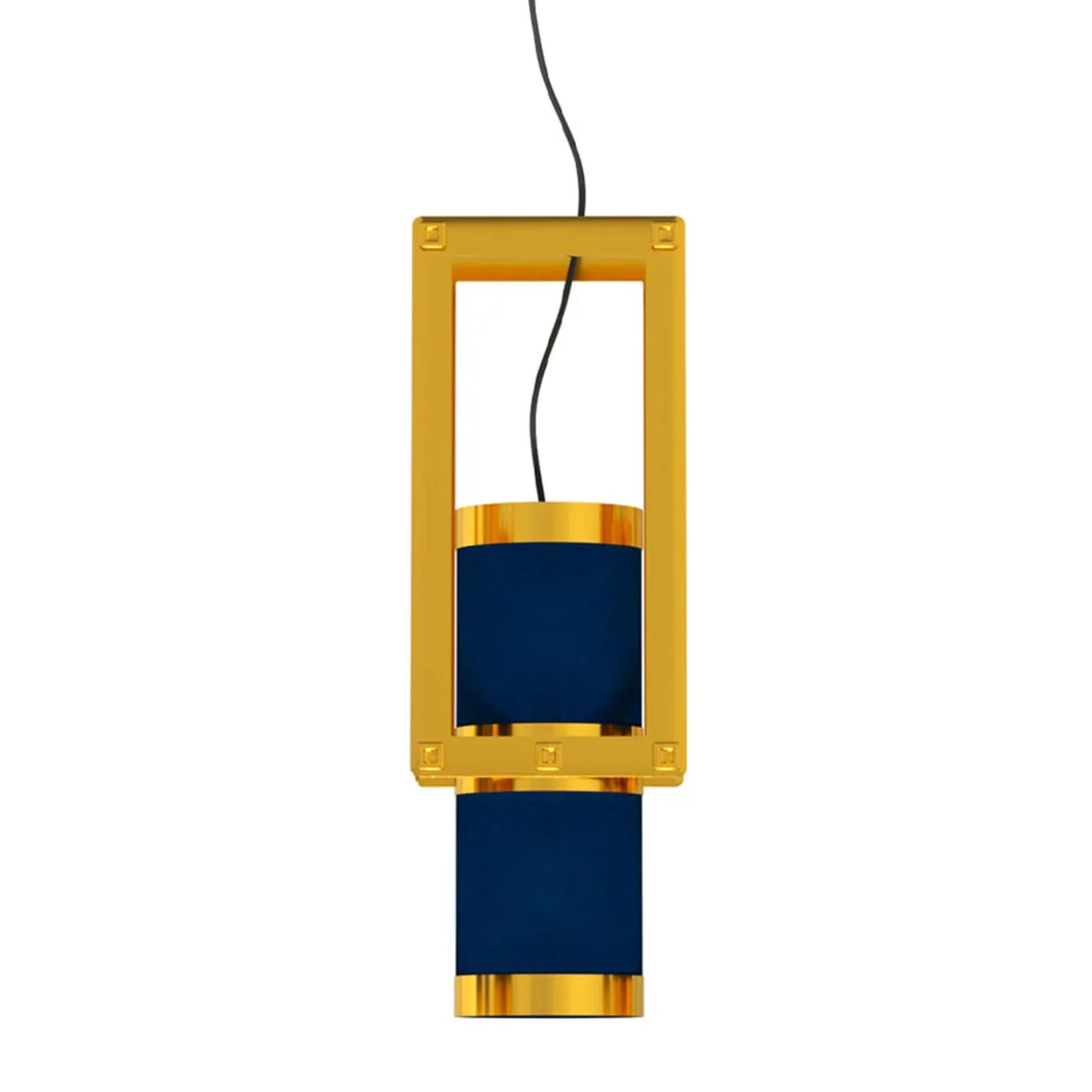 Cylinder Blue & Gold Pendant Lamp