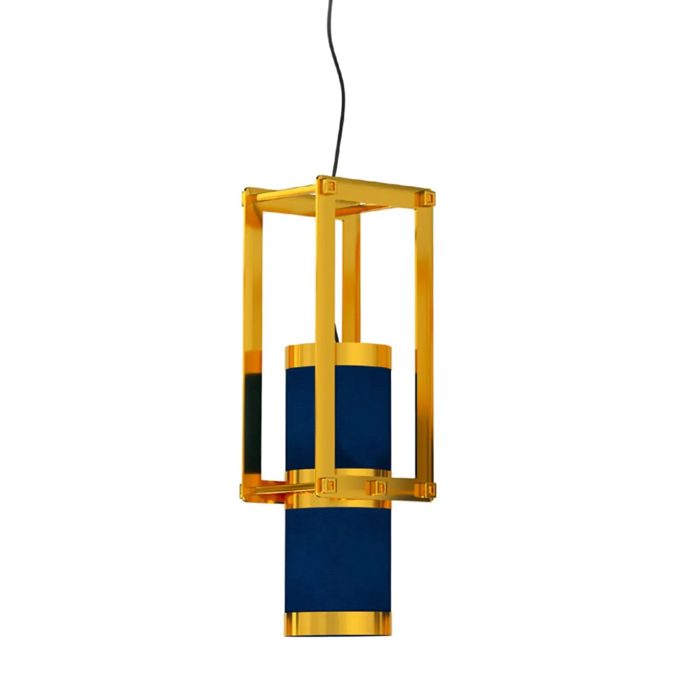 Cylinder Blue & Gold Pendant Lamp