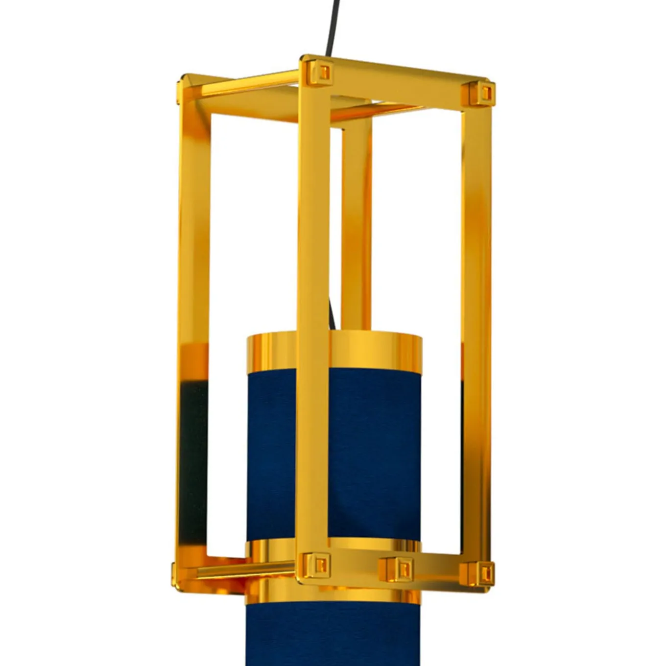 Cylinder Blue & Gold Pendant Lamp