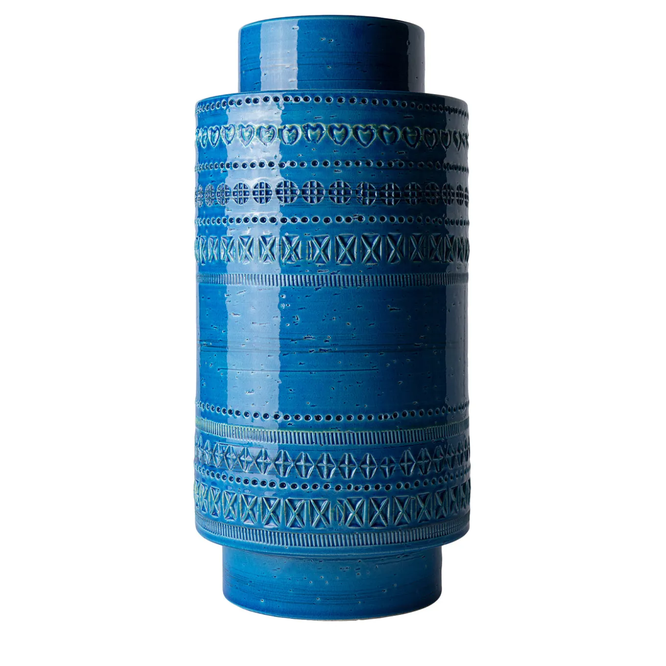 Cylinder Blue Reel Vase by Aldo Londi