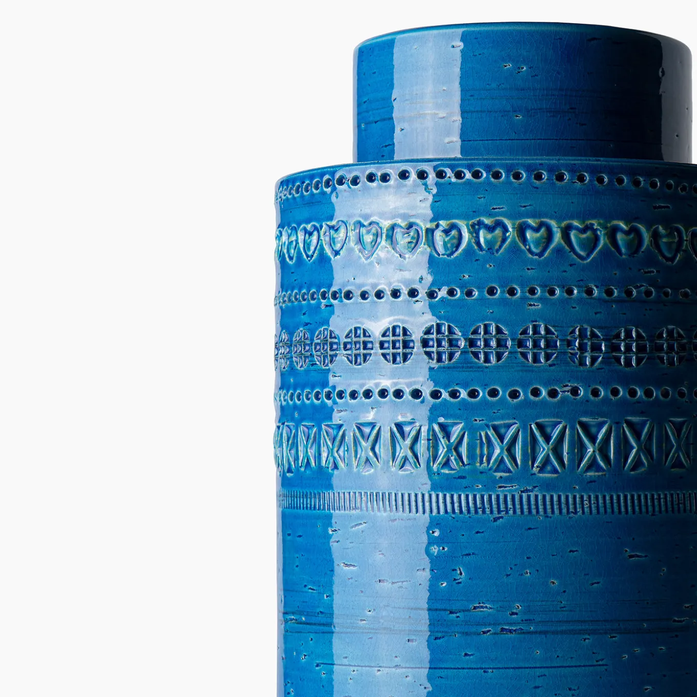 Cylinder Blue Reel Vase by Aldo Londi