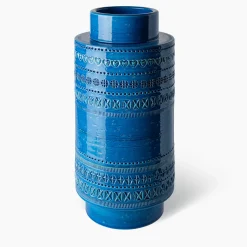 Cylinder Blue Reel Vase by Aldo Londi