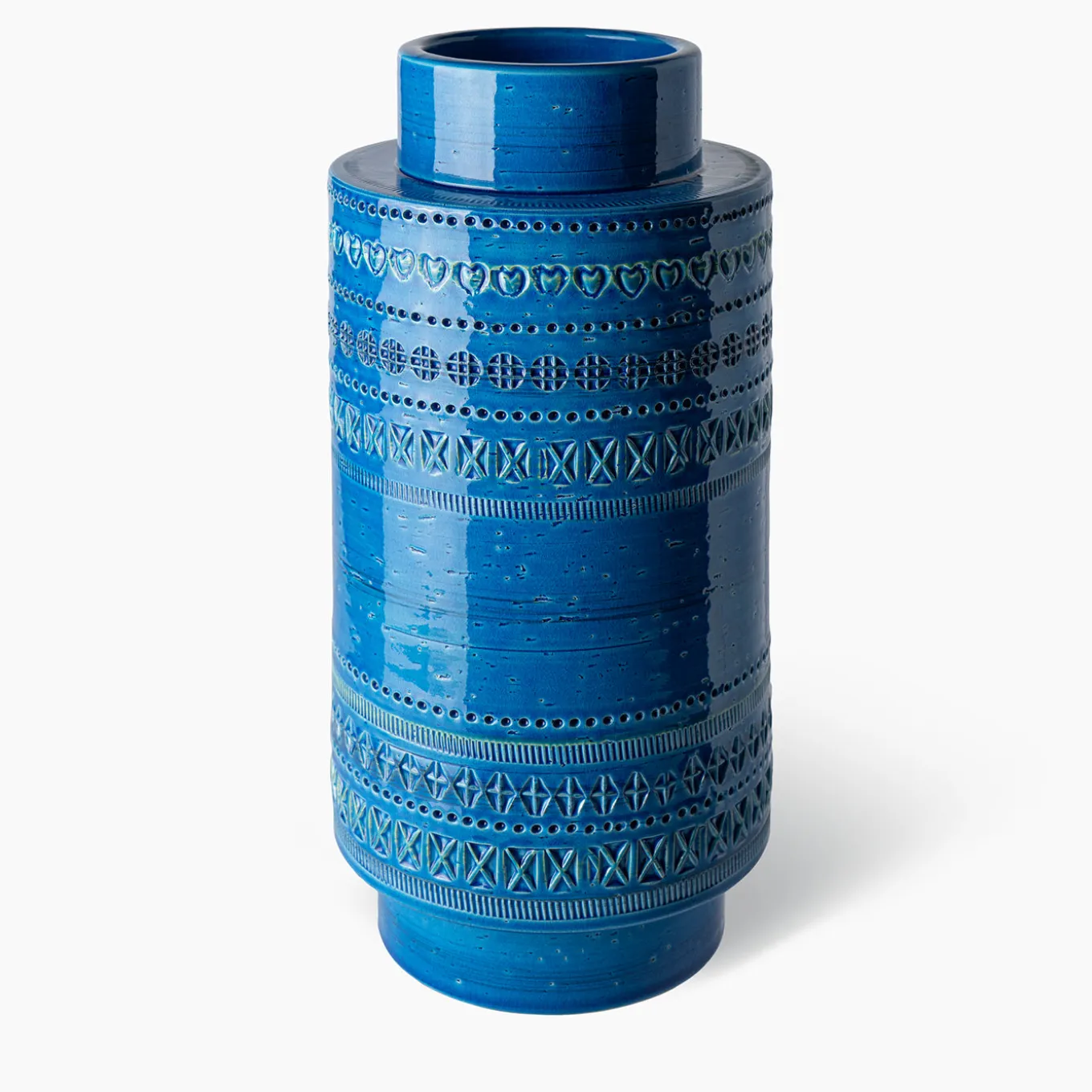Cylinder Blue Reel Vase by Aldo Londi