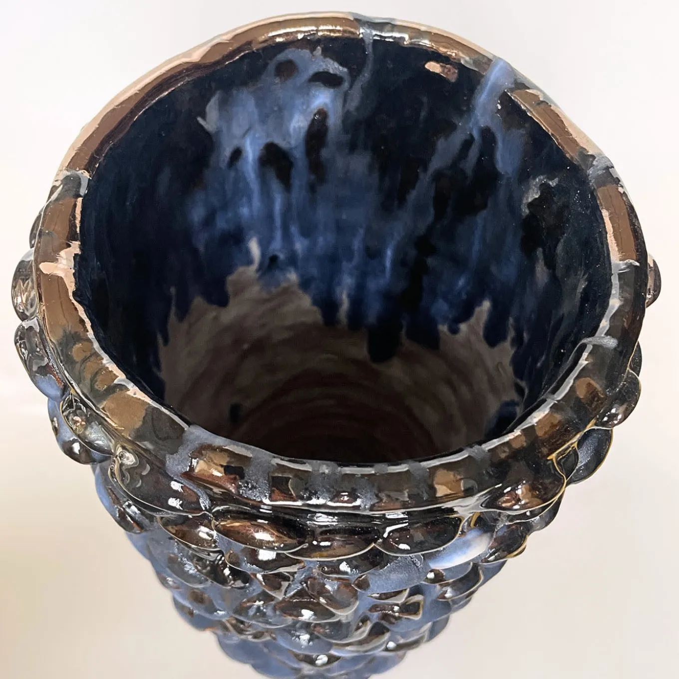 Cylindrical Blue and Black Vase