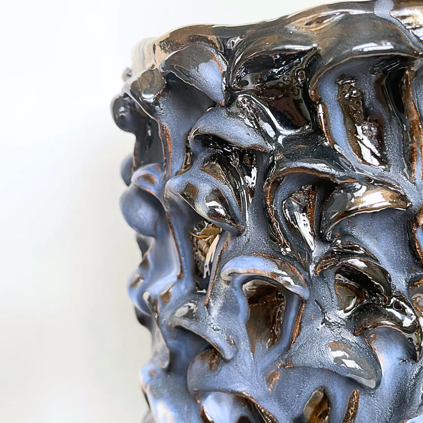 Cylindrical Blue and Black Vase