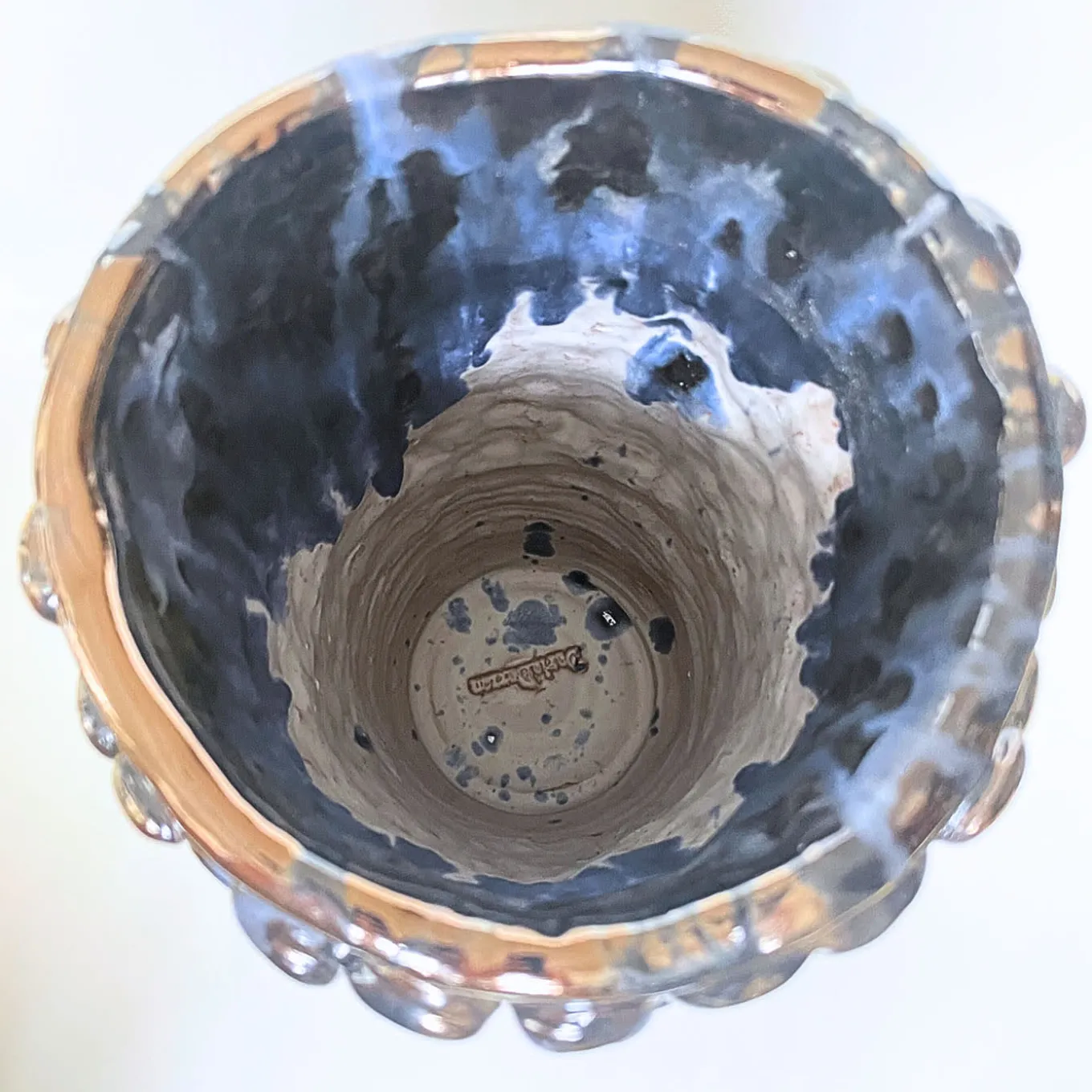 Cylindrical Blue and Black Vase