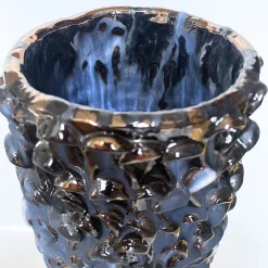 Cylindrical Blue and Black Vase