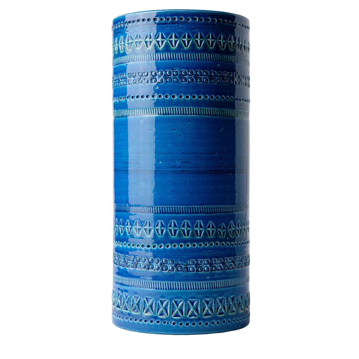 Cylindrical Blue Vase by Aldo Londi