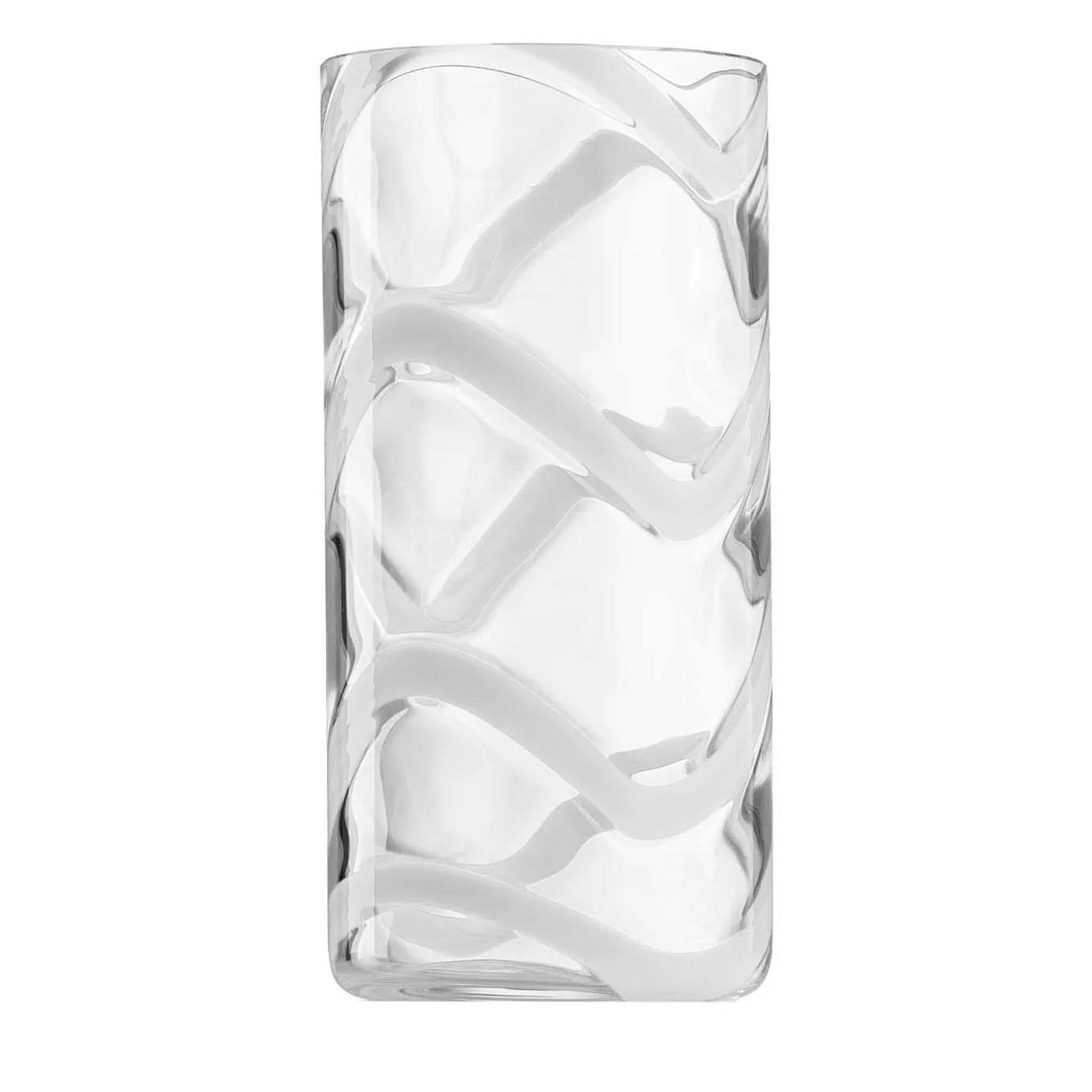 Cyrcus Esse White and Transparent Murano Glass Highball Glass
