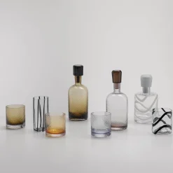 Cyrcus Striped Black and Transparent Murano Glass Highball Glass