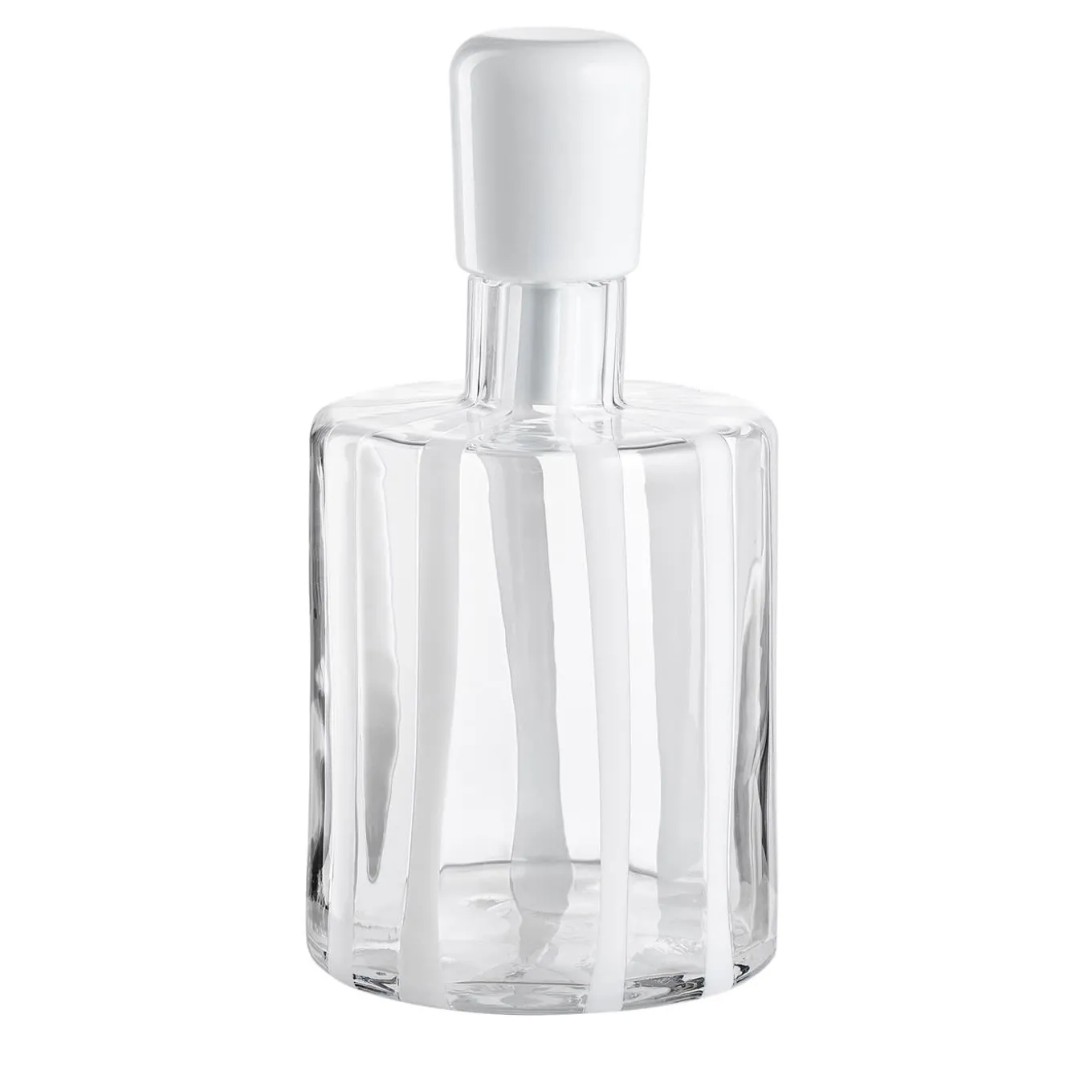 Cyrcus Striped White & Transparent Murano Glass Bottle