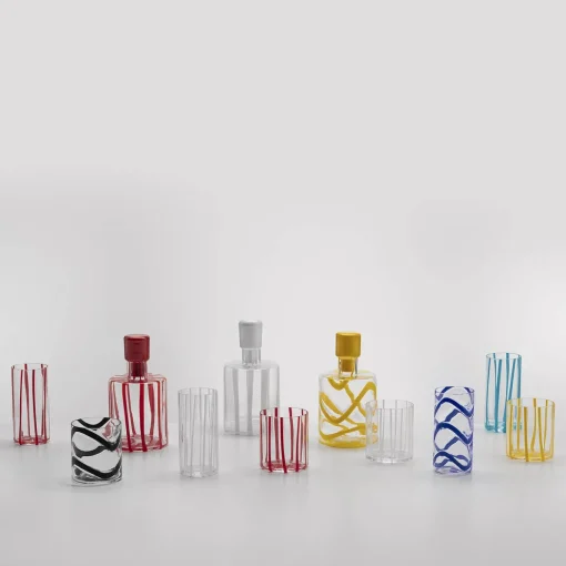 Cyrcus Striped White & Transparent Murano Glass Bottle