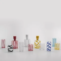Cyrcus Striped White and Transparent Murano Glass Highball Glass