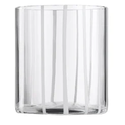 Cyrcus Striped White and Transparent Murano Glass Tumbler Glass
