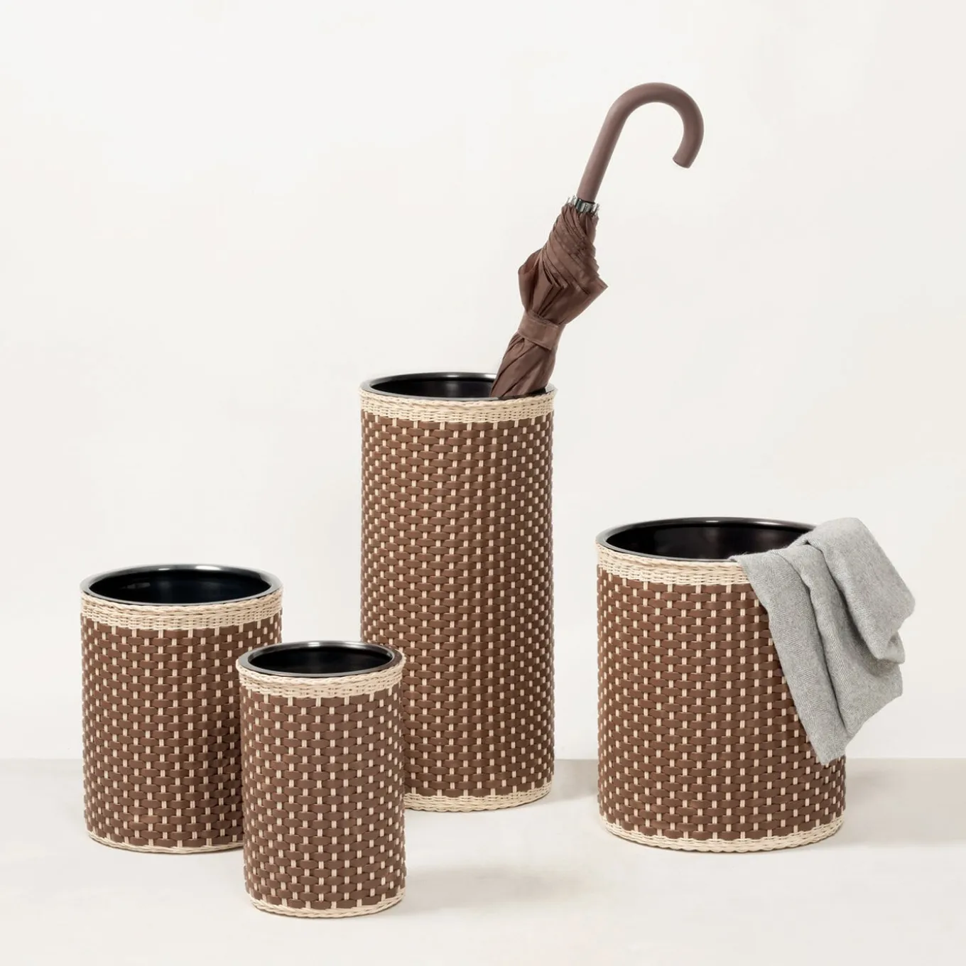 Cézanne Leather & Rattan Umbrella Stand