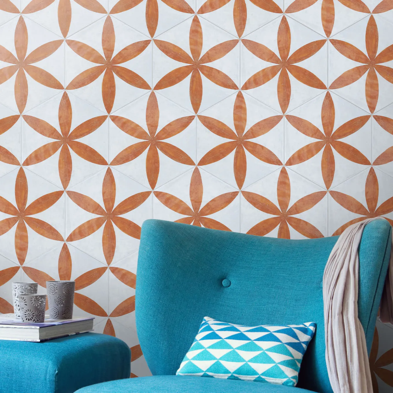 Daamè Set of 28 Hexagonal Orange Tiles #1