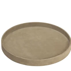 Dama Large Khaki Nabuk Leather Round Tray