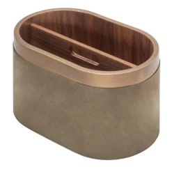 Dama Walnut & Smoke Leather Wrap Magazine Holder