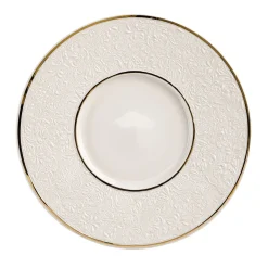 Damasco Gourmet Set of 2 White & Gold Dinner Plates