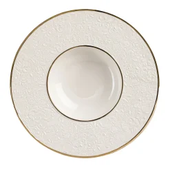 Damasco Gourmet Set of 2 White & Gold Soup Plates