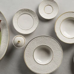 Damasco Gourmet Set of 2 White & Gold Soup Plates