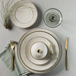 Damasco White & Gold Serving Plate