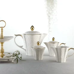 Damasco White & Gold Sugar Bowl with Lid