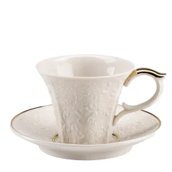 Damasco White & Gold Tea Cup with Saucer
