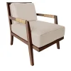 Dan beige leather and ash wood Lounge Chair