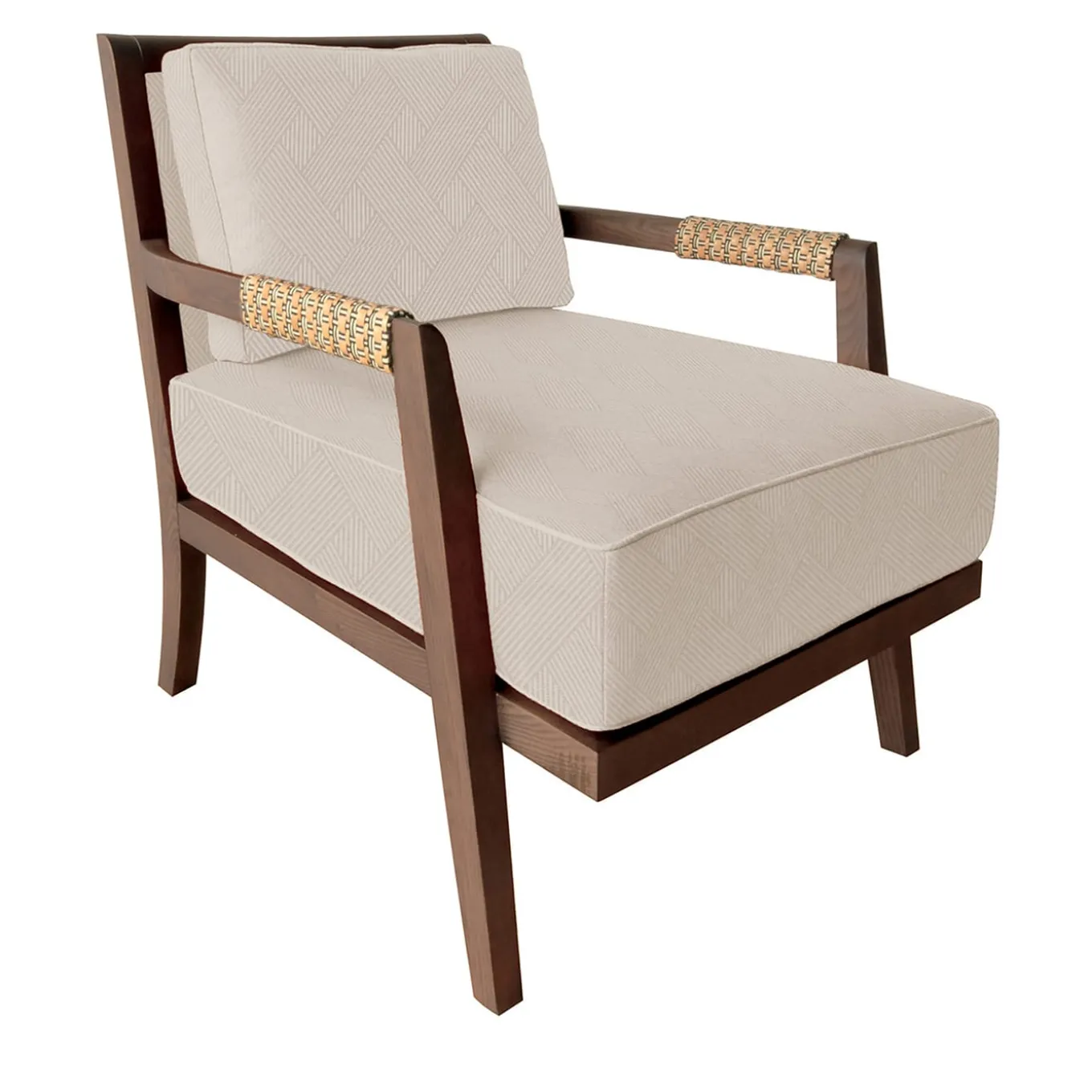 Dan beige leather and ash wood Lounge Chair