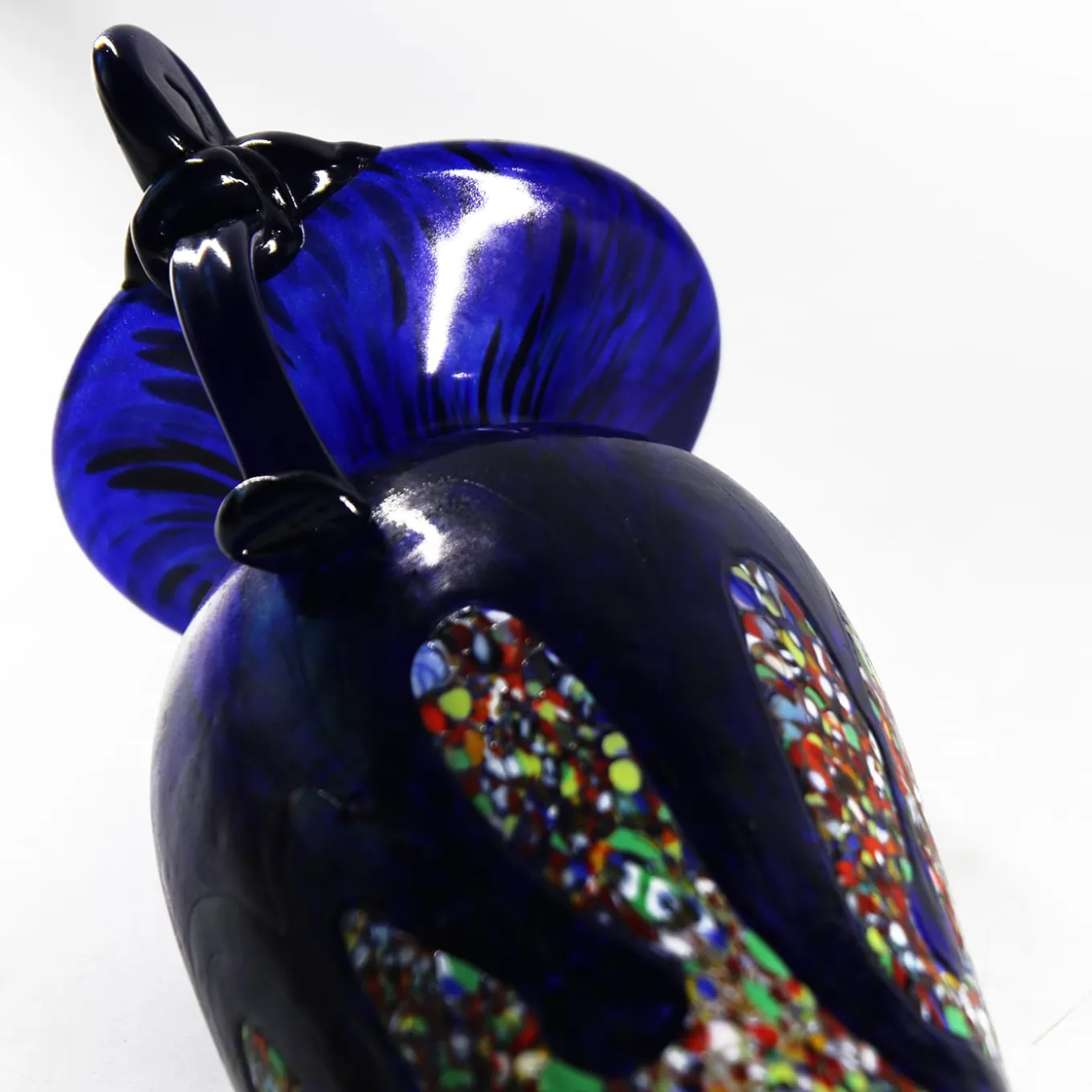Dark Blue Murano Glass Amphora Vase