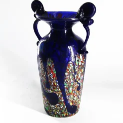 Dark Blue Murano Glass Amphora Vase