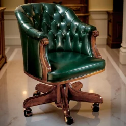 Dark Green Leather Armchair