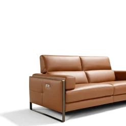 Daunia Brown Leather 3-Seater Sofa