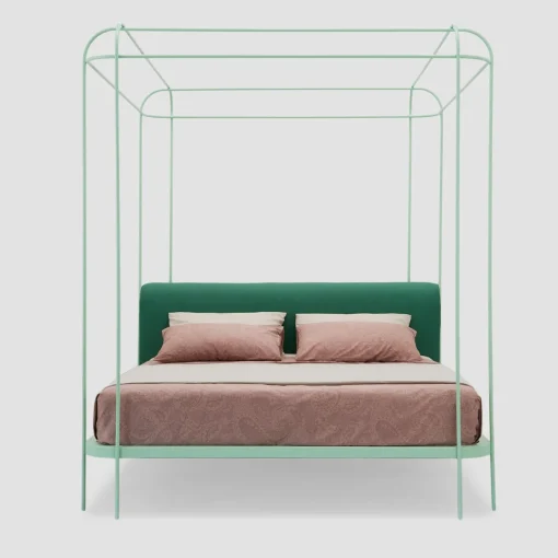 Dehors Mint-Green Iron Canopy Double Bed by Matteo Ragni