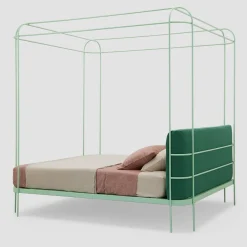 Dehors Mint-Green Iron Canopy Double Bed by Matteo Ragni