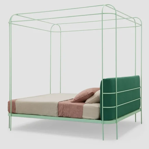 Dehors Mint-Green Iron Canopy Double Bed by Matteo Ragni