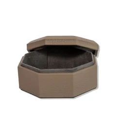 Del Monte 17 Octagonal Tamarone Beige Wood & Leather Box
