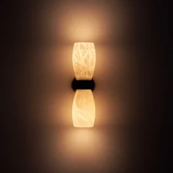 Demetra Wall Sconce in Satin French Gold, Mat Balck and Alabaster
